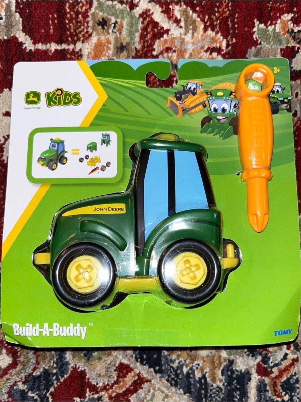 John Deere Green and Yellow Kids Build-It Tractor Toy with Orange Tool